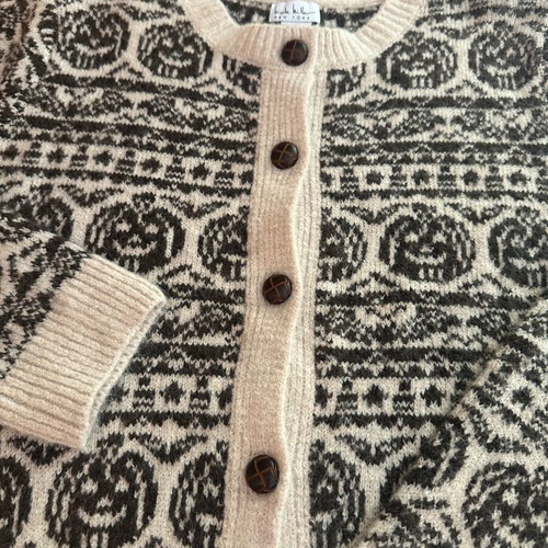 Women's cardigan M beige and brown with pumpkin pattern, new