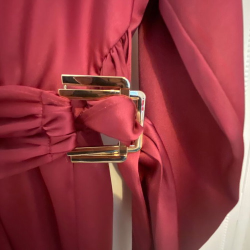 Zara short dress shiny bordeaux with belt new