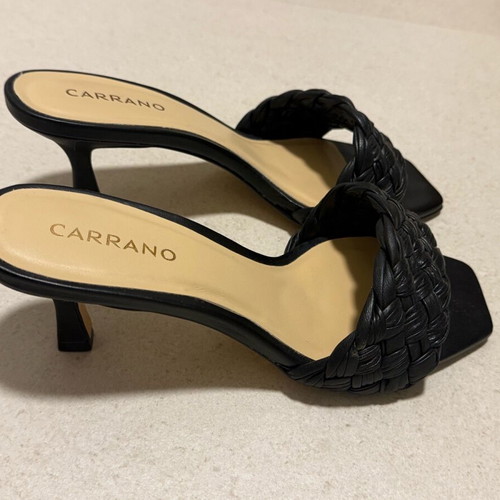 Carrano black leather sandals with 5.5 cm heel like new, size 39