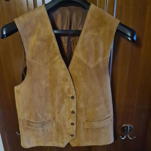 Men's suede leather vest large like new, brown
