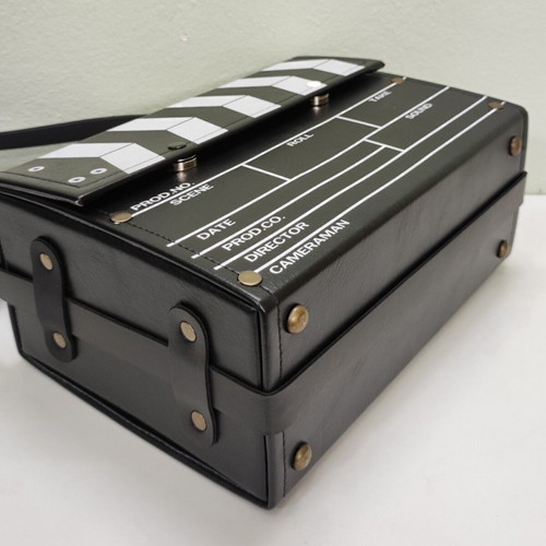 Clapperboard style lunch box bag new, black, adjustable strap