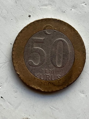 Turkey 50 Yeni Kuruş 2005 coin used