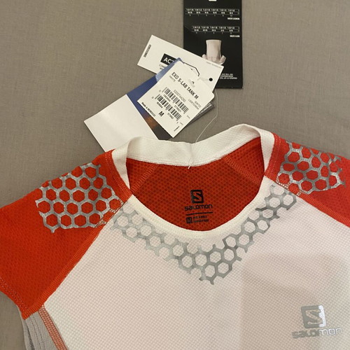 Salomon technical compression shirt, new, size M, orange and white