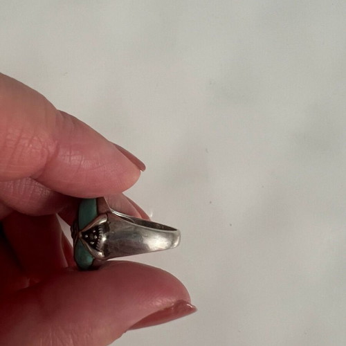 Ring used, 925 silver with turquoise and marcasite