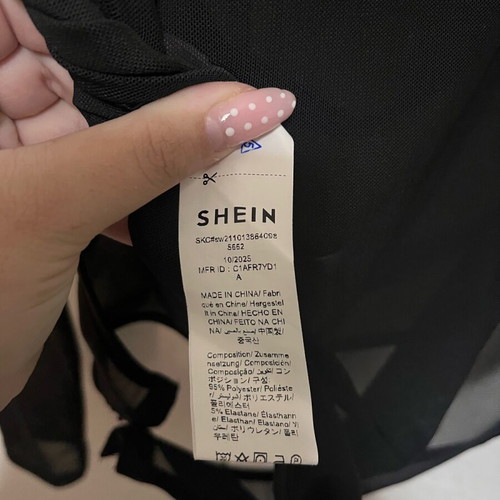 Shein women's sheer bodysuit black new, size Large