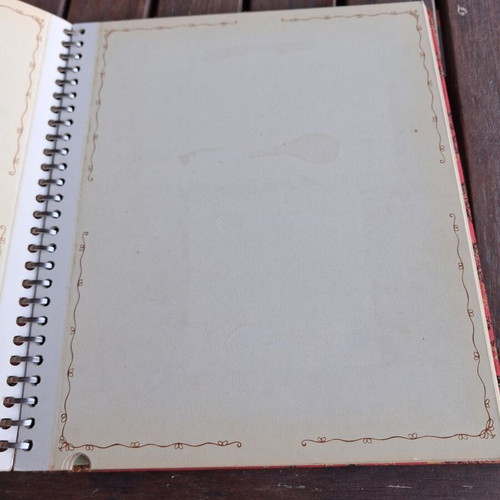 Vintage photo album with music box used, fabric cover