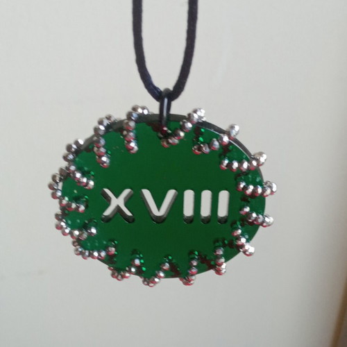 Unisex vintage Space Age plexiglass pendant number 18 like new