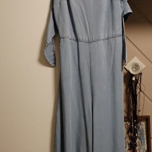 Denim jumpsuit used, small size, blue, back tie