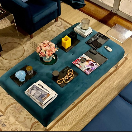 Velvet Coffee Table like new, blue-turquoise
