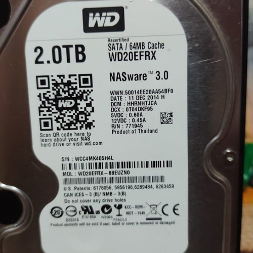 Western Digital Hard Disk Drive NAS 2TB used, excellent condition