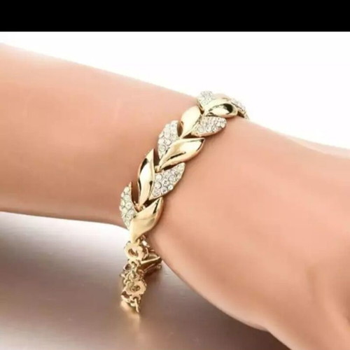 Wheat Class Bracelet new, luxury gold plated with Austrian crystals