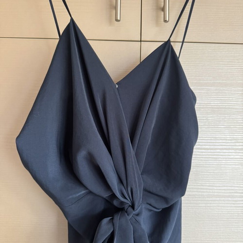 Karavan long dark blue dress like new with draped opening and slit