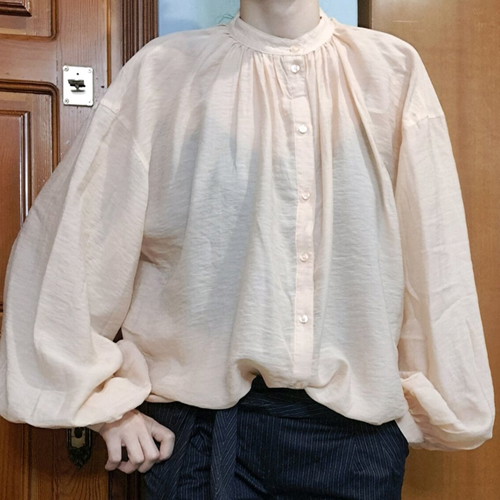 H&M shirt soft peach with oversized balloon sleeves, new