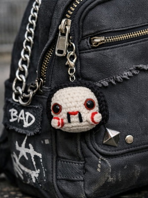 Billy the Puppet Crochet Keychain new, handmade