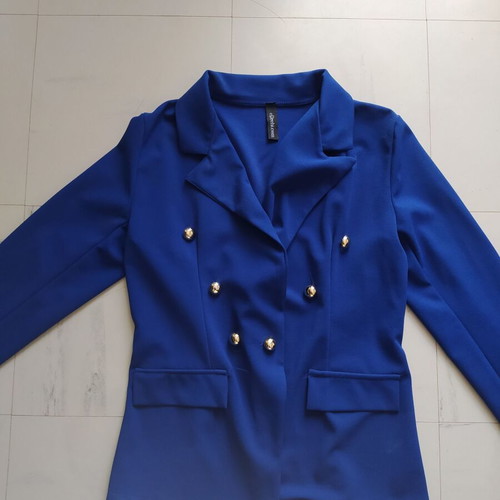 Set jacket and trousers like new from thin fabric blue
