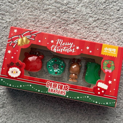 Christmas erasers new in box