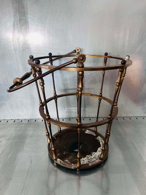 Vintage brass fireplace basket used, height 40cm