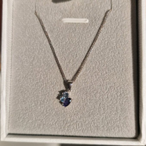 White gold necklace with sapphire and topaz brand new