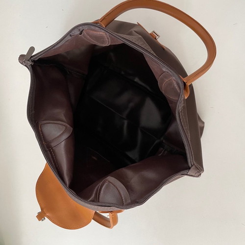 Women's brown handbag new, large size folds into small bag