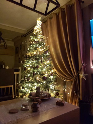 Christmas tree with lights and decorations