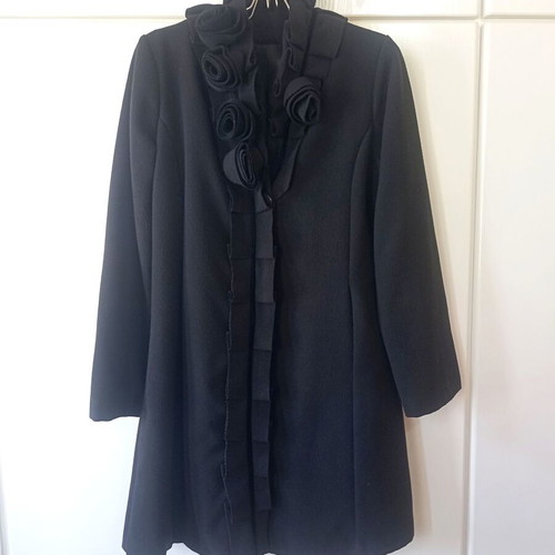 Black women's coat with flowers like new, made in Italy