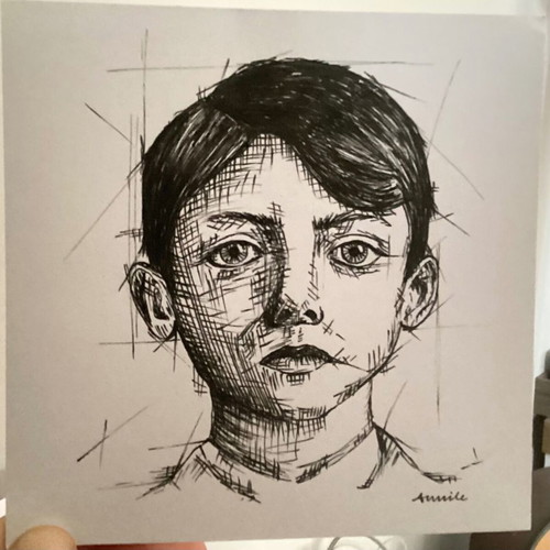 Portrait new hand-drawn with pen on 240gsm watercolor paper