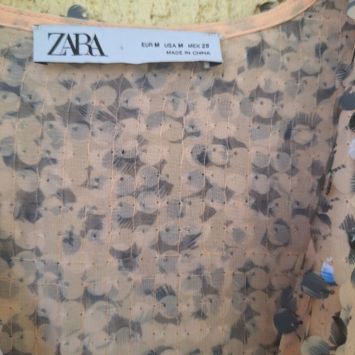 Coctail Zara dress with sequins like new, black and beige