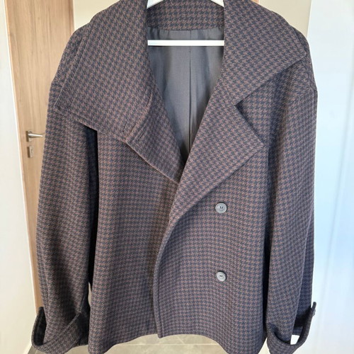 Arket coat jacket used, brown and black houndstooth wool blend, size M