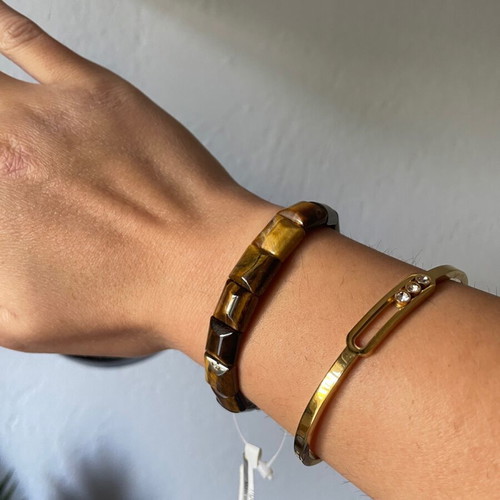 Bracelet new elastic brown and gold