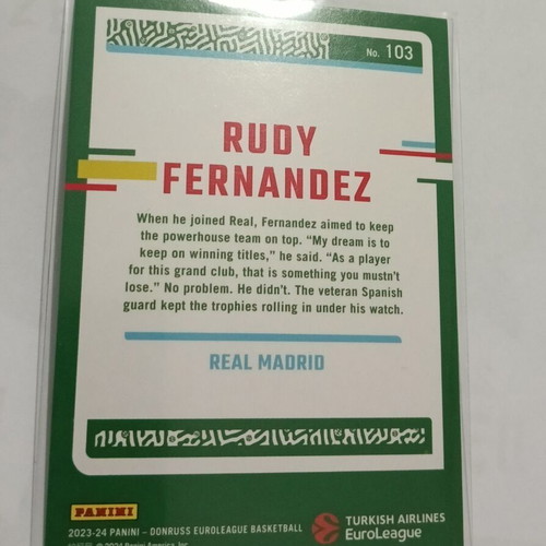 Rudy Fernandez numbered card like new
