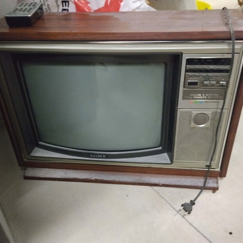Sony retro television with wooden casing used