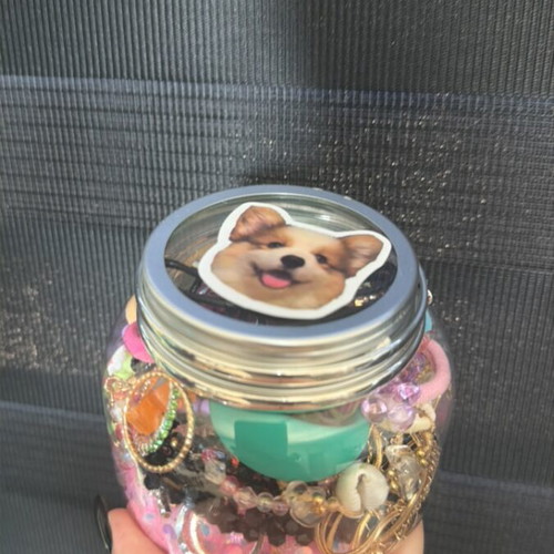 Jar with accessories like new, stainless steel jewelry with pearls