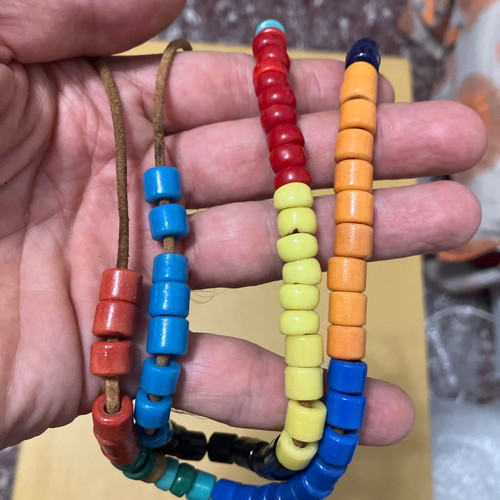 Necklace used with colorful beads and leather strap