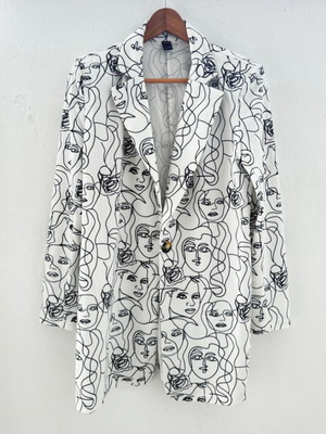 Jacket with patterns new, white and black, size S