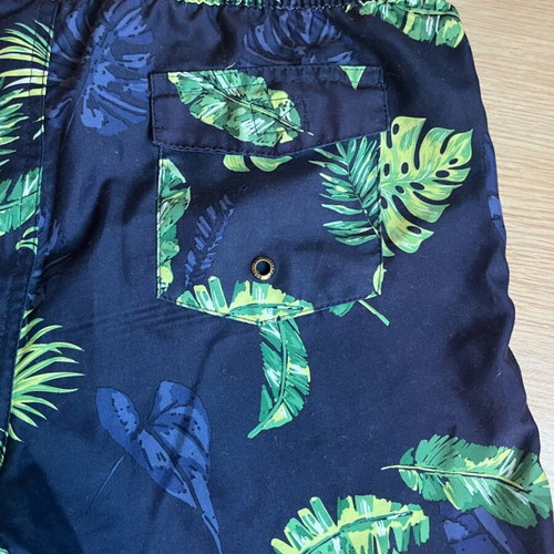 Swim shorts with pattern in very good condition, blue, for boys 13-14 years