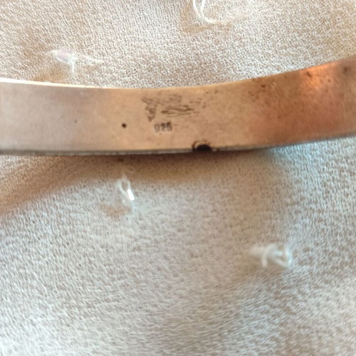 Silver 925 bangle bracelet with hinge mechanism