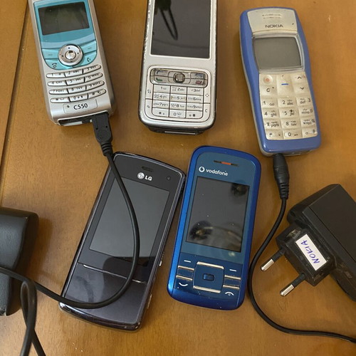 Various mobile phones used, old models