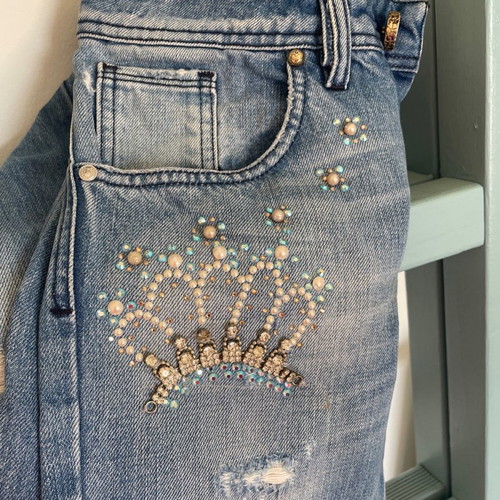Rossodisera low-rise women's jeans used with rhinestones, size 26