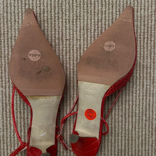 Zara leather shoes size 38 red new, unworn