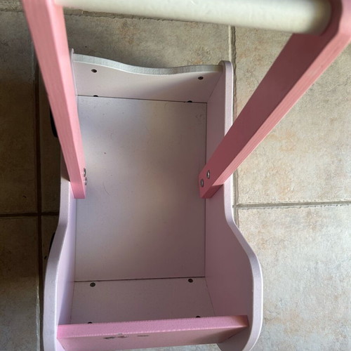 Wooden Doll Pram and Baby Walker used, pink