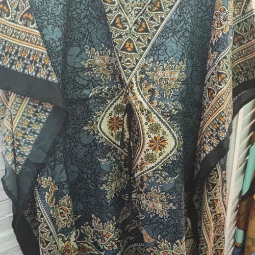 Rima Beachwear short kaftan, one size, black and grey