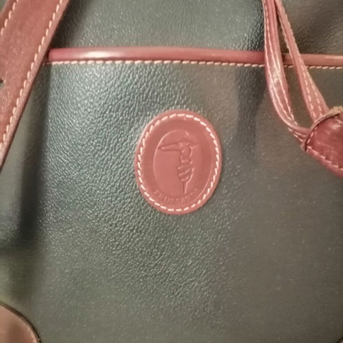 Trussardi shoulder and crossbody bag used black with brown leather details
