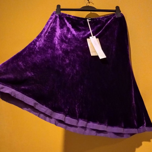Laura Ashley purple skirt UK 14, viscose and silk