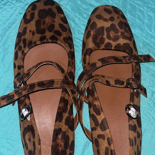 Leopard Mary Jane ballerina shoes size 38, brown