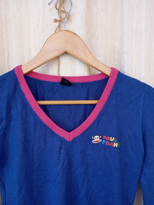 Paul Frank knitted V-neck sweater used blue size M