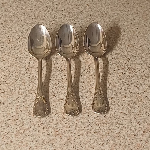 Christofle Marly Silverplated Dessert Spoons Like New, Set of 3