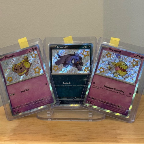 Shiny promo bundle like new with Fidough SVP069, Greavard SVP070, Maschiff SVP071