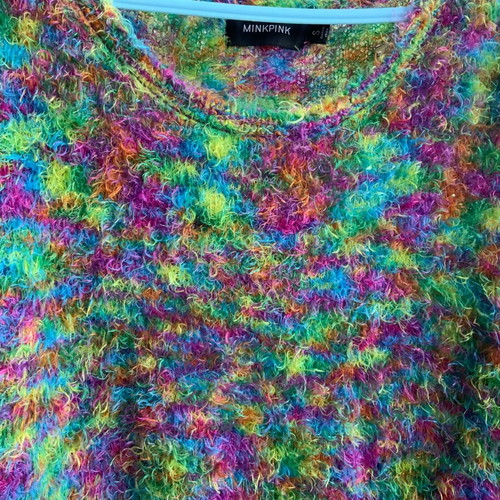 Minkpink crop sweater very soft fuzzy like new with hole