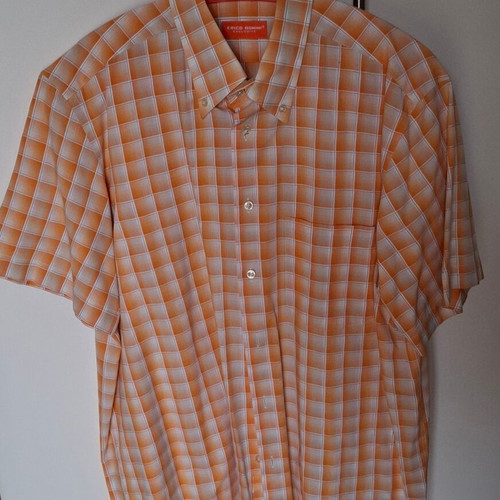 Erico Bonini short sleeve shirt xl checkered orange like new