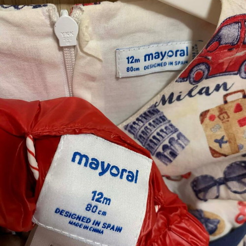 Mayoral dress and red windbreaker jacket set 12m 80cm like new